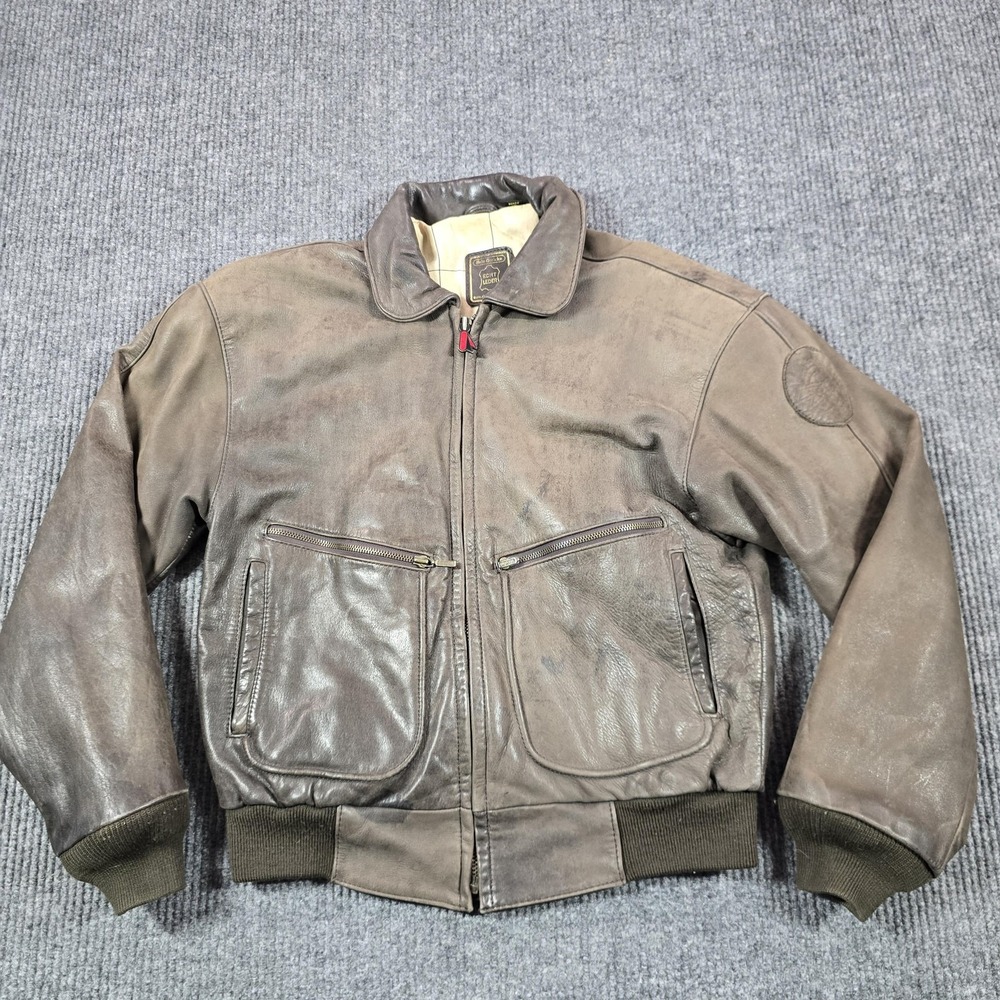 Hein Gericke‎ Jacket Mens 38 Brown Leather Bomber Map Lining Biker Flight Moto